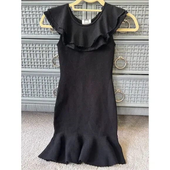 NWOT Milly Minis black knit flounce dress, Sz 10 , $225 B36 - Picture 1 of 7